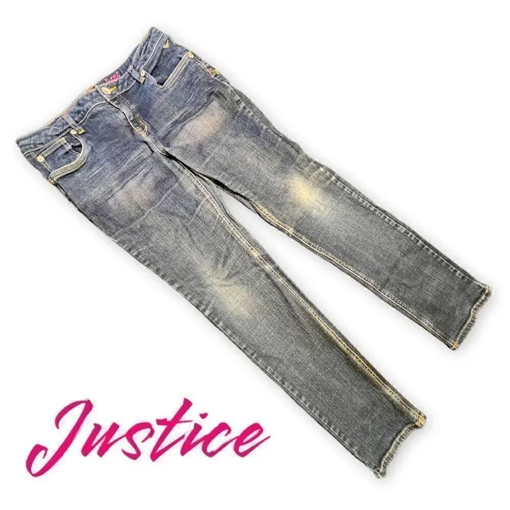 Justice Jeans Teen Girls 16.5 Skinny Dark Blue Cotton Stretch Denim Mid Rise